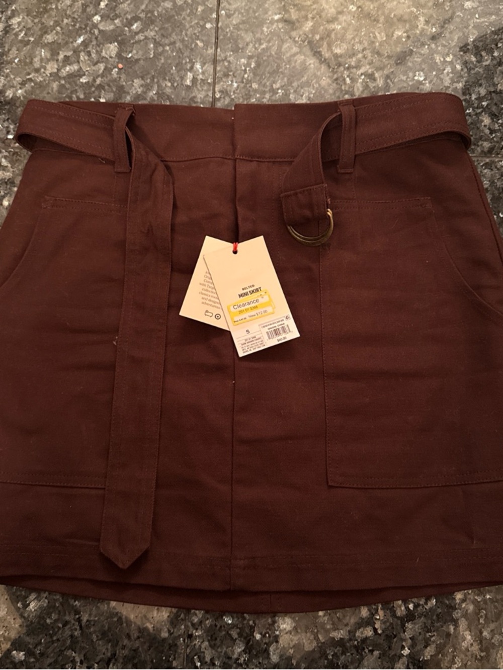 Woolrich Brown Belted Pocket Mini Skirt